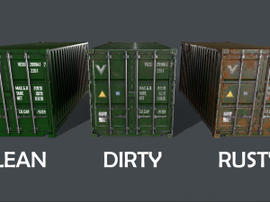 pbr 20 ft shipping cargo container - green 3Dモデル