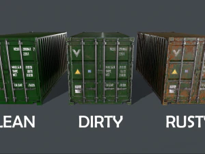 pbr 20 ft shipping cargo container - green 3D Model