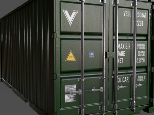 pbr 20 ft shipping cargo container - green 3Dモデル