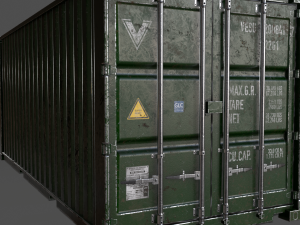 pbr 20 ft shipping cargo container - green 3Dモデル