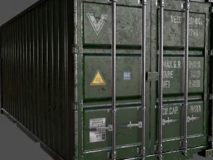 pbr 20 ft shipping cargo container - green 3D Model