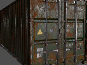 pbr 20 ft shipping cargo container - green 3Dモデル