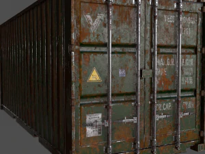 pbr 20 ft shipping cargo container - green 3D Model