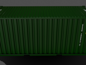 pbr 20 ft shipping cargo container - green 3Dモデル