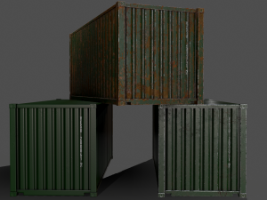 pbr 20 ft shipping cargo container - green 3Dモデル