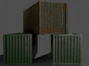 pbr 20 ft shipping cargo container - green 3D Model