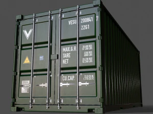 pbr 20 ft shipping cargo container - green 3D Model