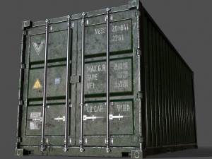pbr 20 ft shipping cargo container - green 3Dモデル