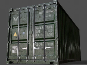 pbr 20 ft shipping cargo container - green 3D Model