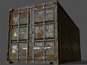 pbr 20 ft shipping cargo container - green 3D Model