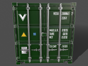 pbr 20 ft shipping cargo container - green 3Dモデル