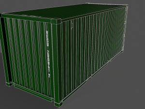 pbr 20 ft shipping cargo container - green 3Dモデル