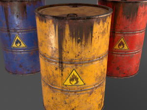 pbr oil drum barrel a1 - flammable explosive chemical Modelo 3D