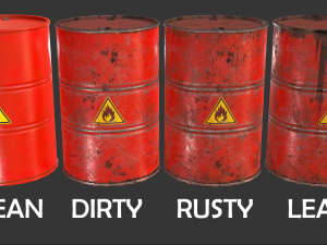 pbr oil drum barrel a1 - flammable explosive chemical 3Dモデル