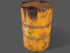 pbr oil drum barrel a1 - flammable explosive chemical 3Dモデル