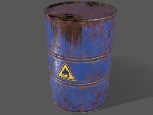 pbr oil drum barrel a1 - flammable explosive chemical 3Dモデル