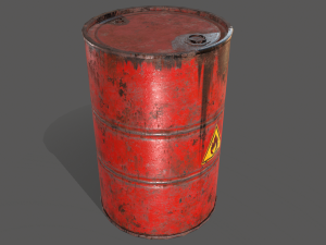 pbr oil drum barrel a1 - flammable explosive chemical 3Dモデル