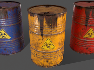 pbr oil drum barrel a2 - biohazard toxic waste Modelo 3D