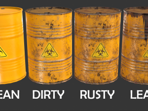 pbr oil drum barrel a2 - biohazard toxic waste 3D Модель
