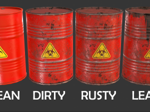 pbr oil drum barrel a2 - biohazard toxic waste 3D Модель