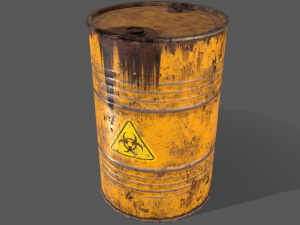 pbr oil drum barrel a2 - biohazard toxic waste 3D Модель