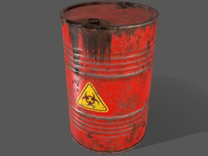 pbr oil drum barrel a2 - biohazard toxic waste 3D Модель