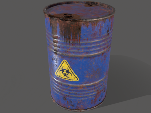 pbr oil drum barrel a2 - biohazard toxic waste 3D Модель
