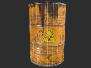 pbr oil drum barrel a2 - biohazard toxic waste 3D Модель