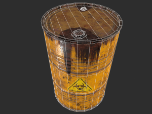 pbr oil drum barrel a2 - biohazard toxic waste 3D Модель