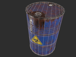 pbr oil drum barrel a2 - biohazard toxic waste 3D Модель