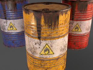 pbr oil drum barrel a3 - flammable explosive chemical 3D Model