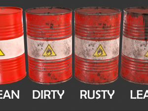 pbr oil drum barrel a3 - flammable explosive chemical 3Dモデル
