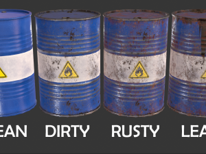 pbr oil drum barrel a3 - flammable explosive chemical 3Dモデル