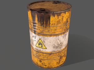 pbr oil drum barrel a3 - flammable explosive chemical 3Dモデル