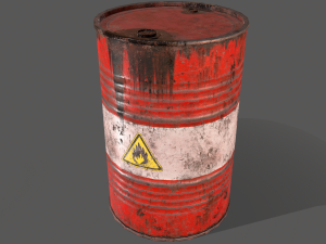 pbr oil drum barrel a3 - flammable explosive chemical 3Dモデル