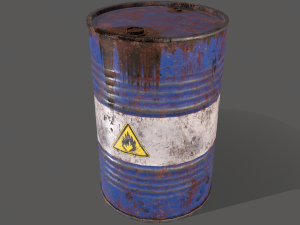 pbr oil drum barrel a3 - flammable explosive chemical 3Dモデル