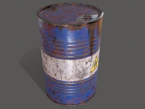 pbr oil drum barrel a3 - flammable explosive chemical 3Dモデル