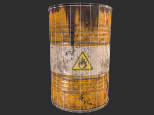 pbr oil drum barrel a3 - flammable explosive chemical 3Dモデル