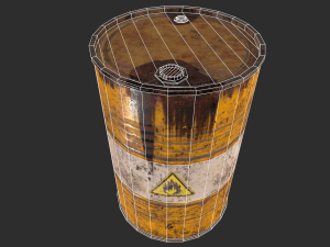 pbr oil drum barrel a3 - flammable explosive chemical 3Dモデル