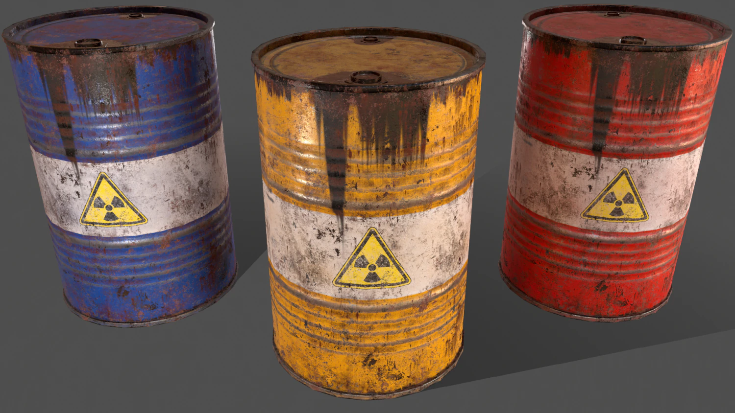 pbr oil drum barrel a4 - radioactive radiation 3D Model .c4d .max .obj .3ds .fbx .stl .blend 