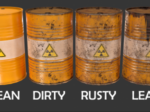 pbr oil drum barrel a4 - radioactive radiation 3D 模型