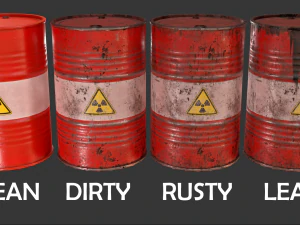 pbr oil drum barrel a4 - radioactive radiation 3D Model