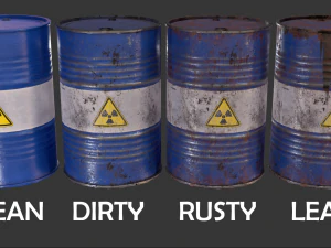 pbr oil drum barrel a4 - radioactive radiation 3D Model