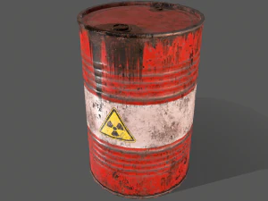 pbr oil drum barrel a4 - radioactive radiation 3D Model