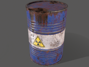 pbr oil drum barrel a4 - radioactive radiation 3D 模型