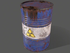 pbr oil drum barrel a4 - radioactive radiation 3D Model