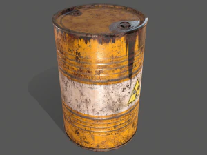 pbr oil drum barrel a4 - radioactive radiation 3D Model
