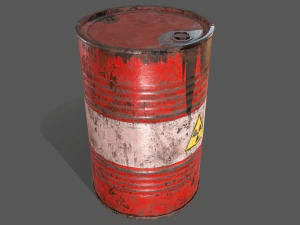 pbr oil drum barrel a4 - radioactive radiation 3D Model