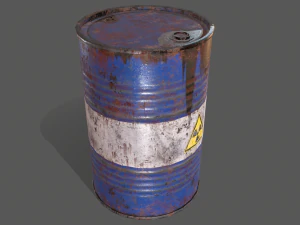 pbr oil drum barrel a4 - radioactive radiation 3D Model