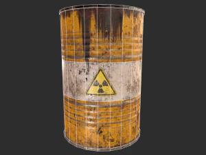 pbr oil drum barrel a4 - radioactive radiation 3D Model